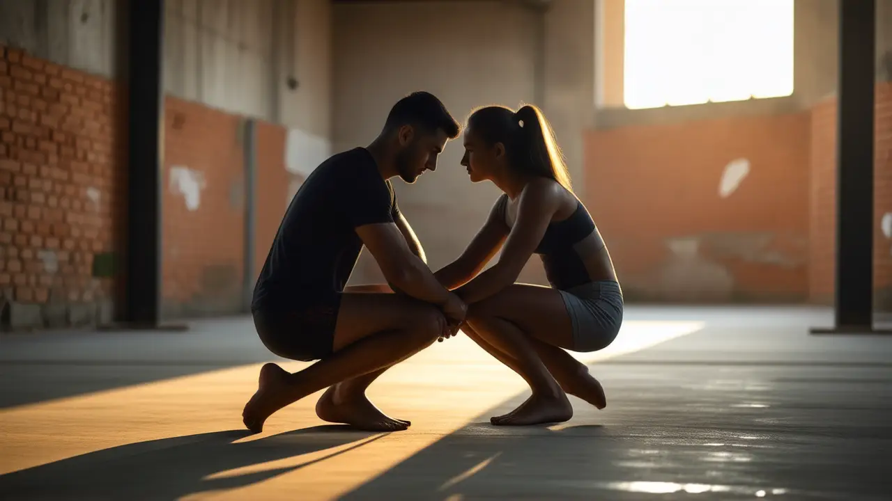 Un hombre atlético captura la luz dramática