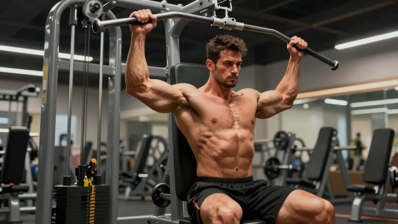 Un hombre levanta pesas con fuerza