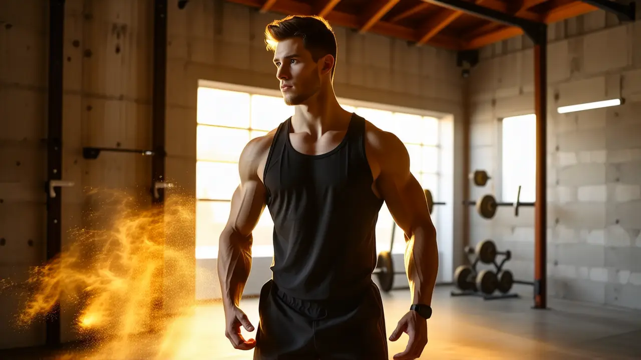 Atleta español captura la fuerza en el gimnasio