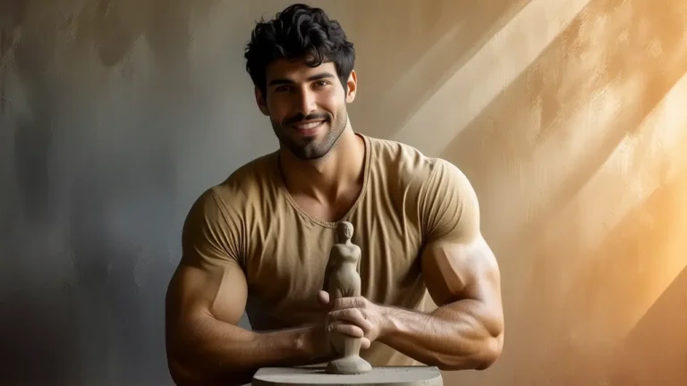 Un hombre español musculoso sonríe con confianza