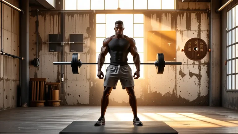 Atleta español musculoso en iluminación dramática