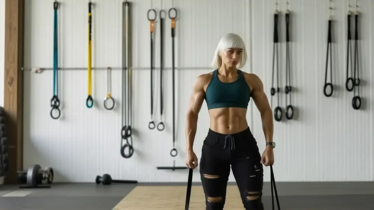 Mujer atlética en sesión fotográfica intensa