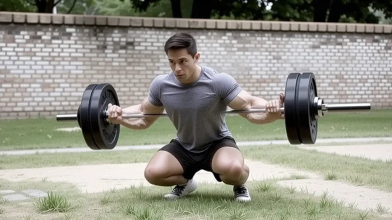 Un hombre fuerte lucha en el parque