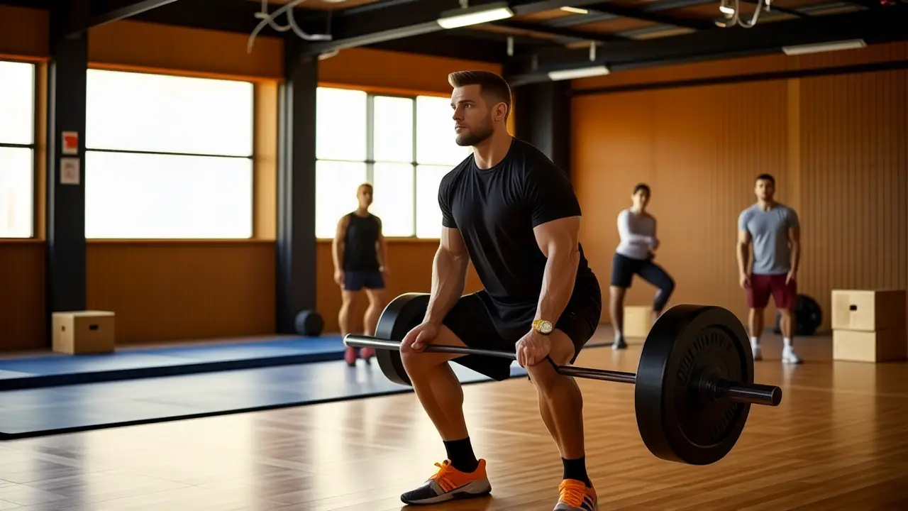Open Box Crossfit: Qué es y cómo usarlo 2 Un hombre atlético demuestra fuerza en gimnasio