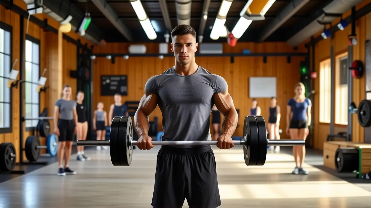 Open Box Crossfit: Qué es y cómo usarlo 1 Un hombre atlético levanta pesas en gimnasio moderno