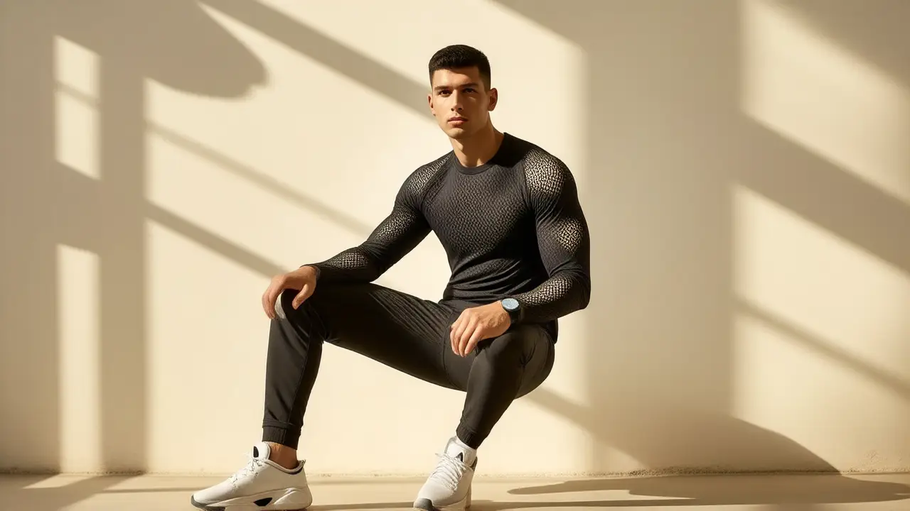 Un modelo atlético luce ropa deportiva minimalista