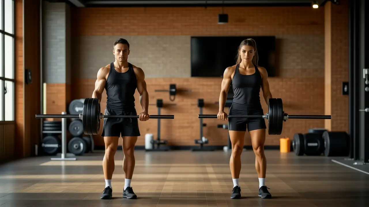 Atleta español musculoso en sesión intensa