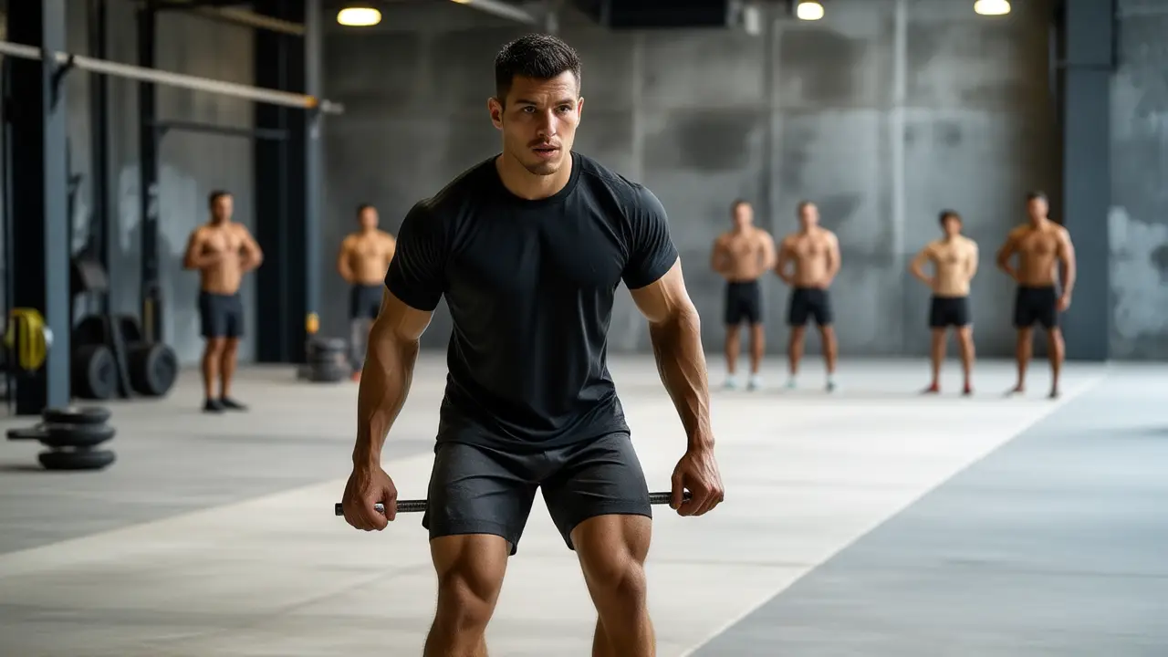 Un atleta español intenso en el gimnasio