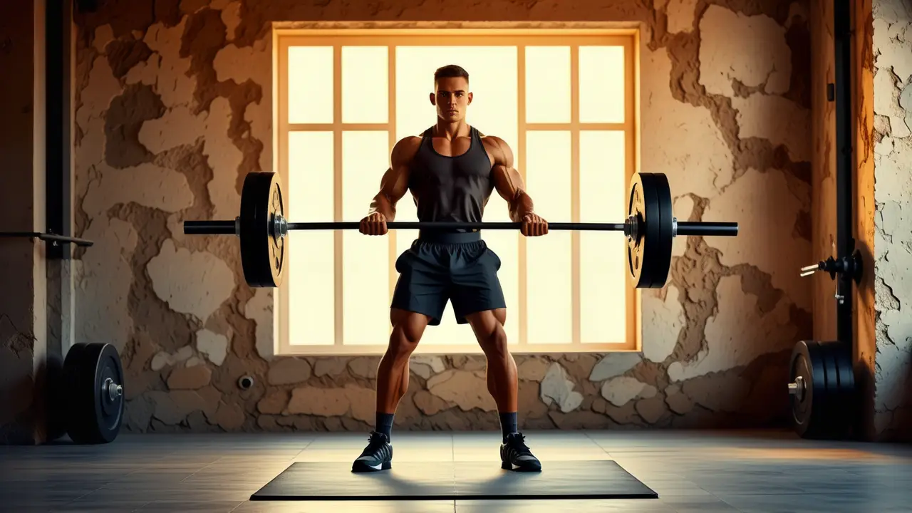 Peso Muerto Rumano: Que Musculos Trabaja 5 Un atleta fuerte se muestra en potencia