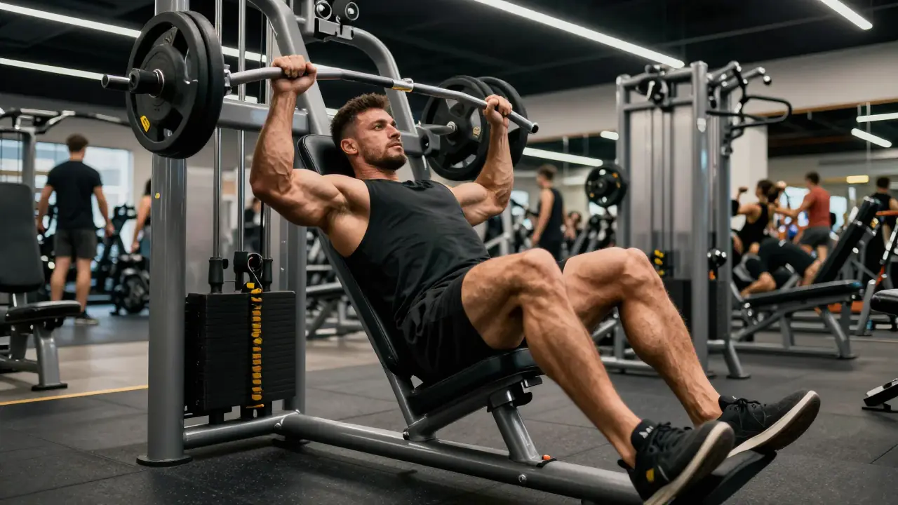 Un hombre levanta pesas con fuerza