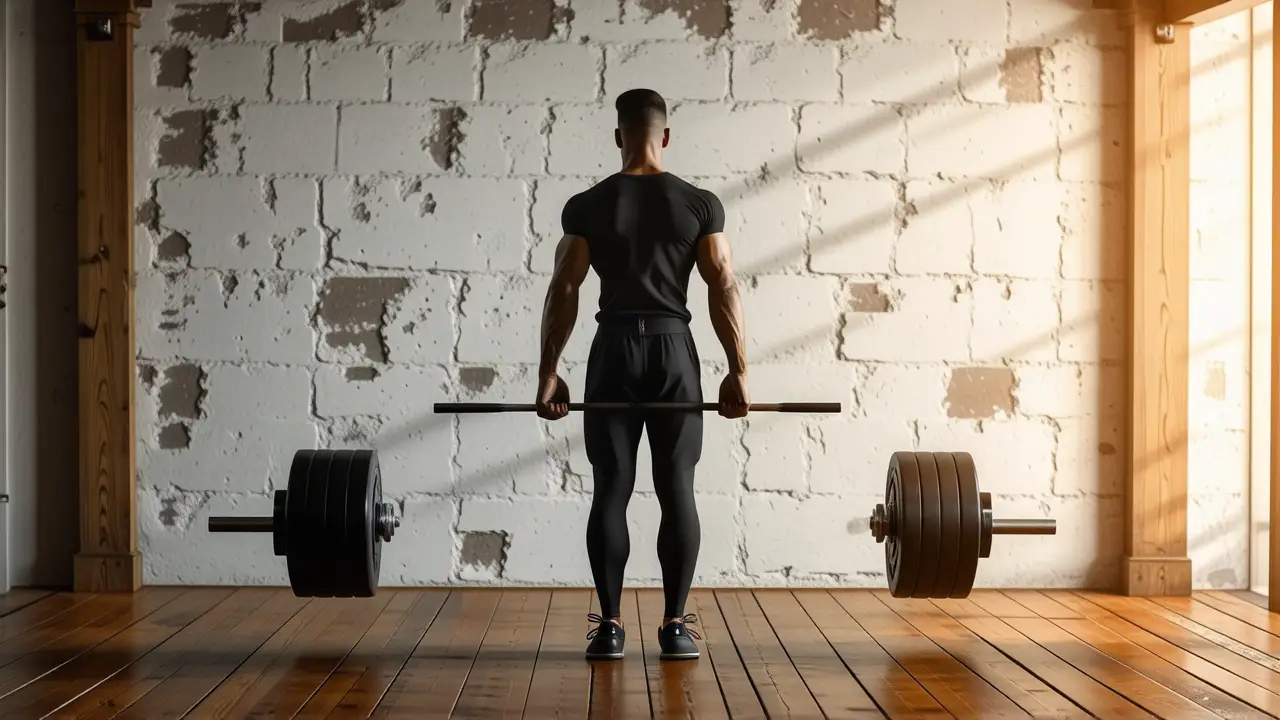 Atleta español musculoso en sesión intensa