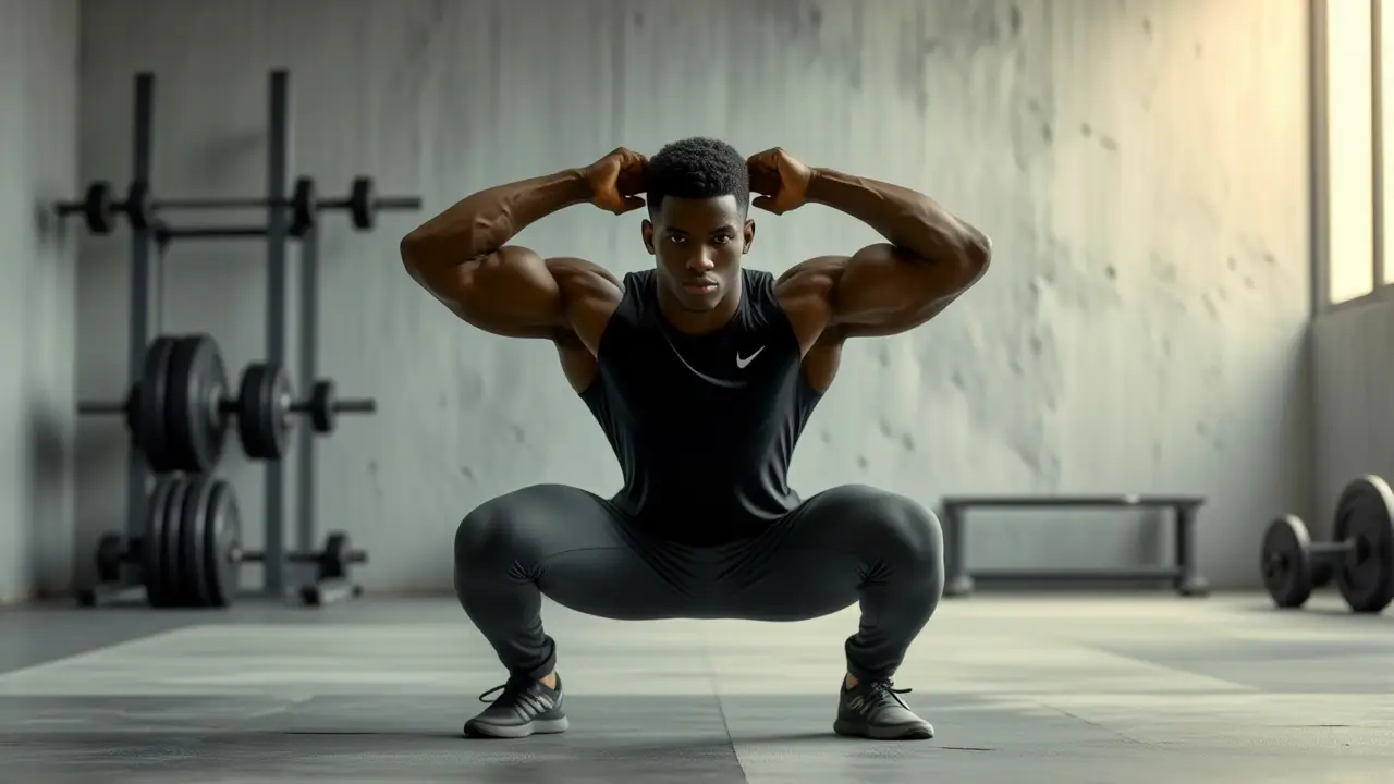 Un hombre atlético realiza flexiones dramáticas en gimnasio
