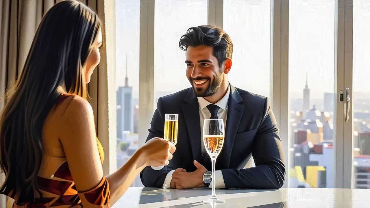 Un hombre elegante ofrece un anillo brillante