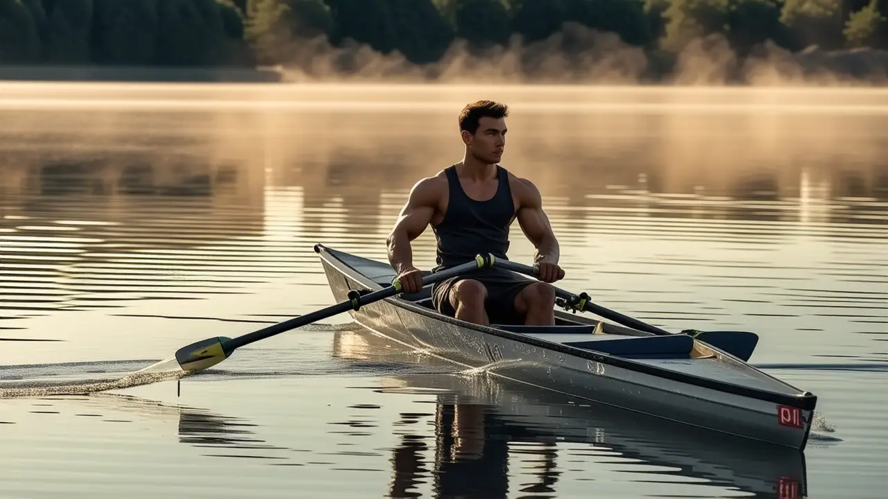 Un hombre atlético captura la luz dorada