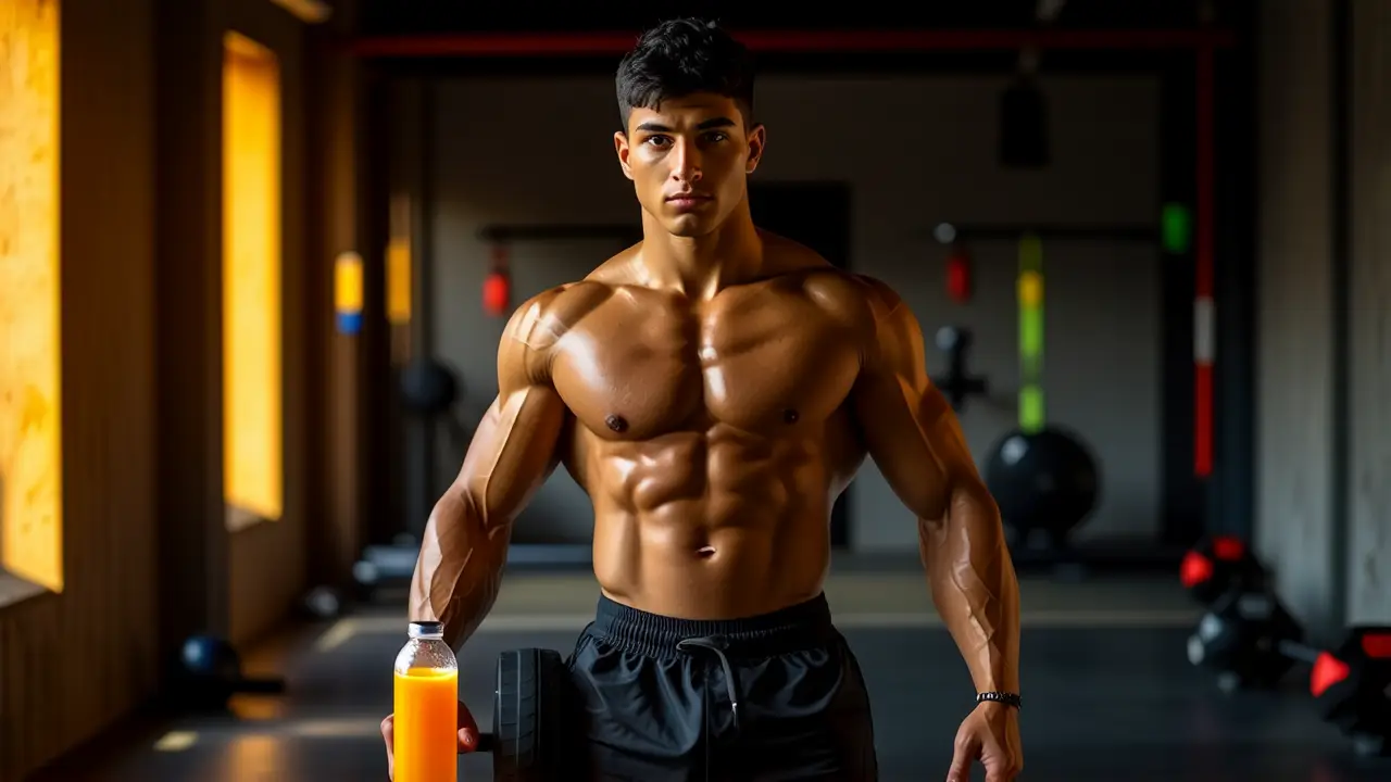 Atleta español musculoso en recuperación serena