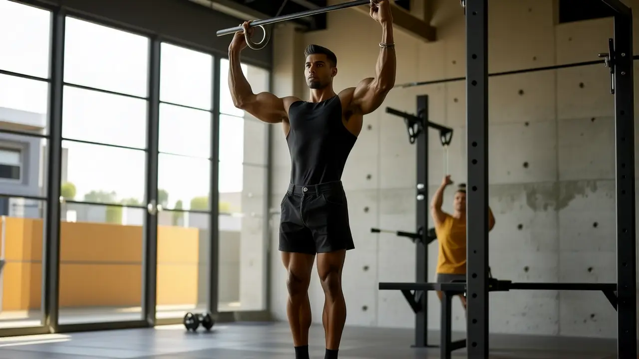 Un atleta español se ejercita intensamente en el gimnasio