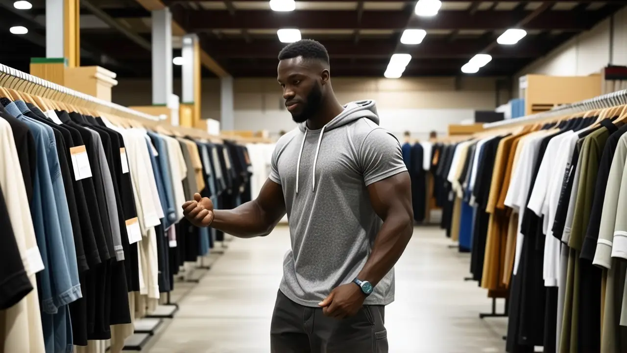 Ropa Crossfit Hombre Outlet: Ofertas y Descuentos 2 Atleta español musculoso busca ropa en almacén