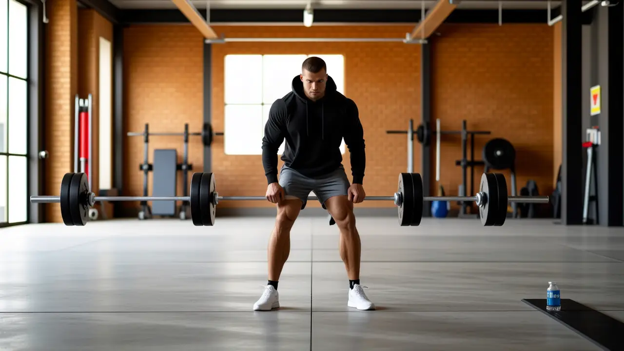 Ropa Crossfit Hombre Outlet: Ofertas y Descuentos 1 Un atleta español musculoso ejecuta un movimiento poderoso en un gimnasio moderno