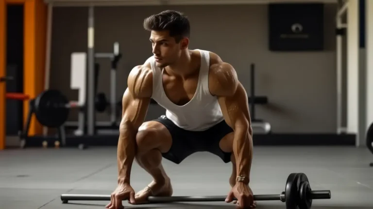 Un atleta español musculoso se ilumina dramáticamente