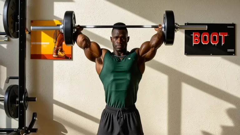 Un hombre atlético levanta pesas con intensidad