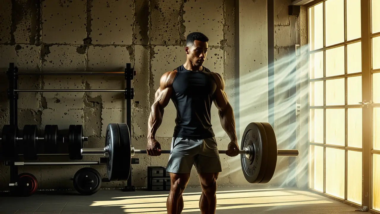 Atleta español musculoso en entrenamiento dramático