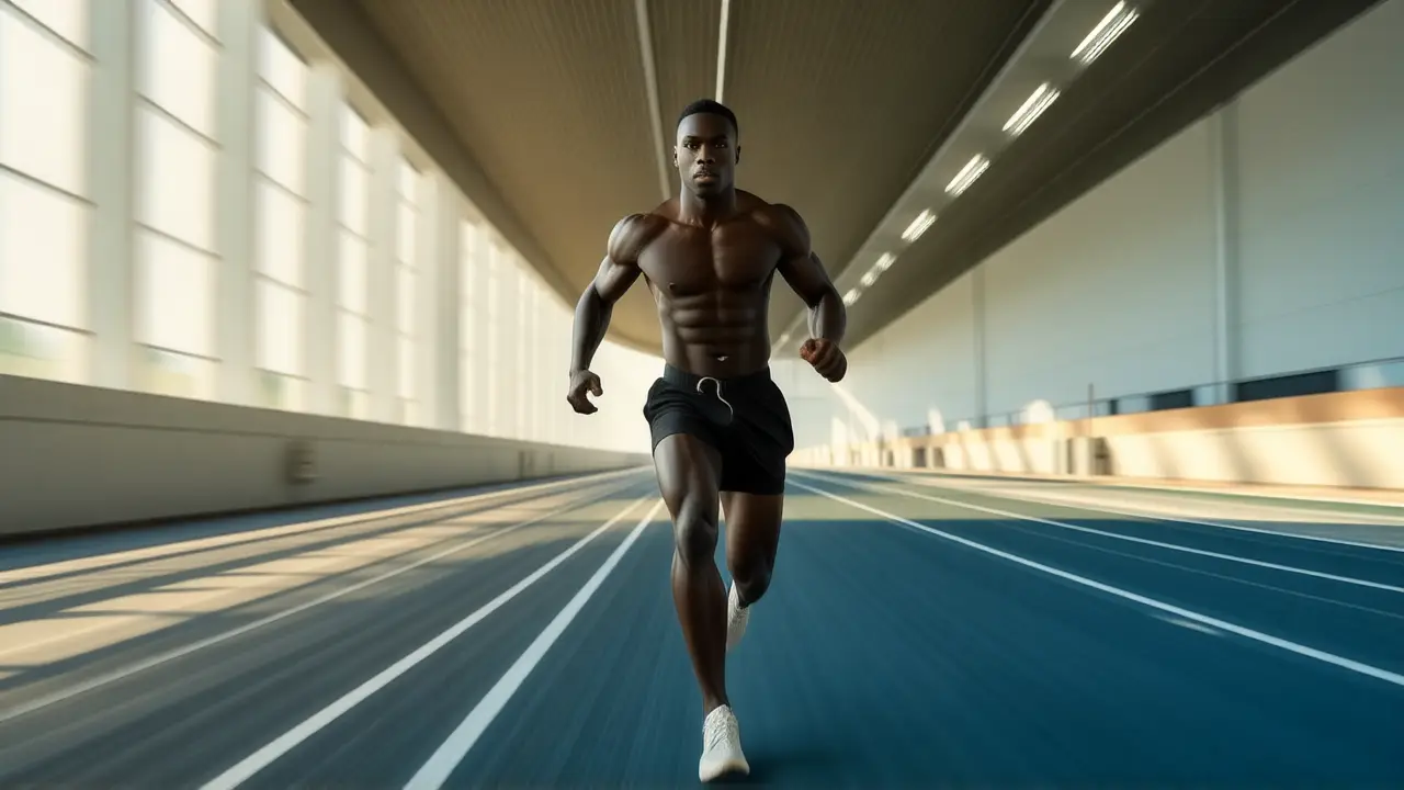 Shuttle Run: Entrena Fuerza y Velocidad | Shuttle Sprint 1 Un atleta español corre con intensidad dramática