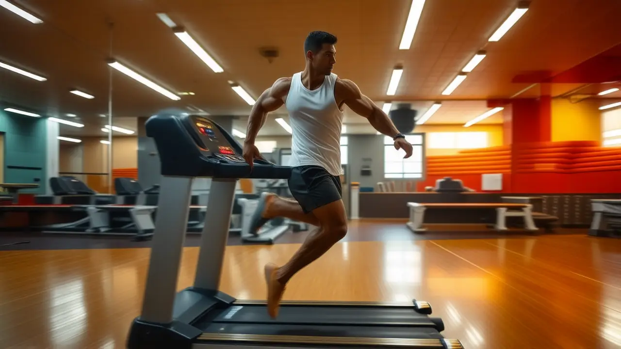 Un atleta español musculoso corre intensamente