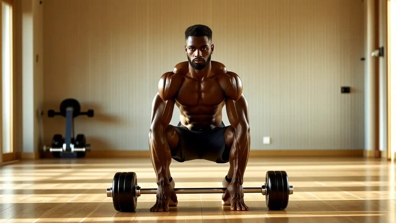 Un hombre atlético, en gimnasio, luce intenso