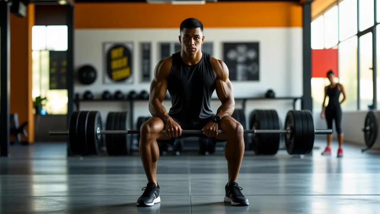 Un atleta español fuerte se entrena con determinación