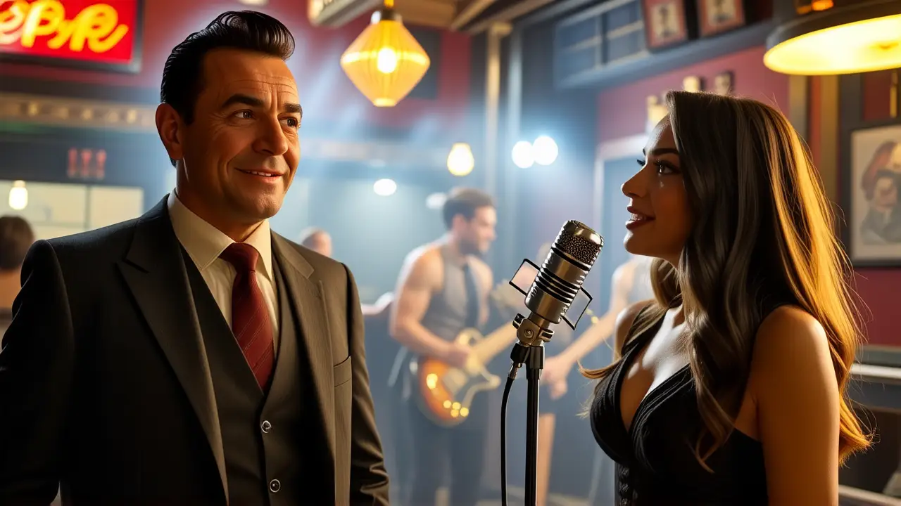 Swing Ruso vs American Swing: Diferencias Clave 1 Un hombre elegante canta en jazz nostálgico