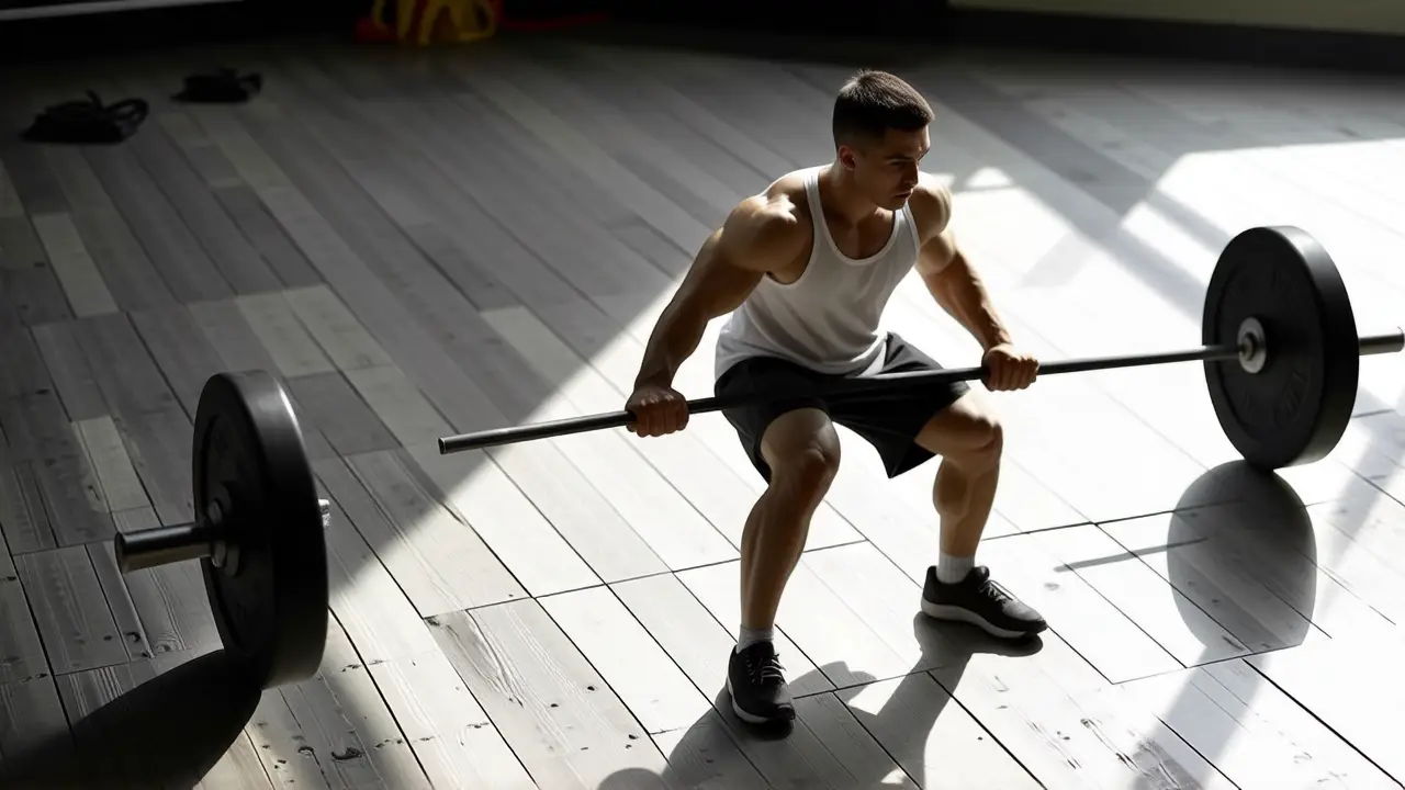 Atleta español fuerte realiza Turkish Get Up