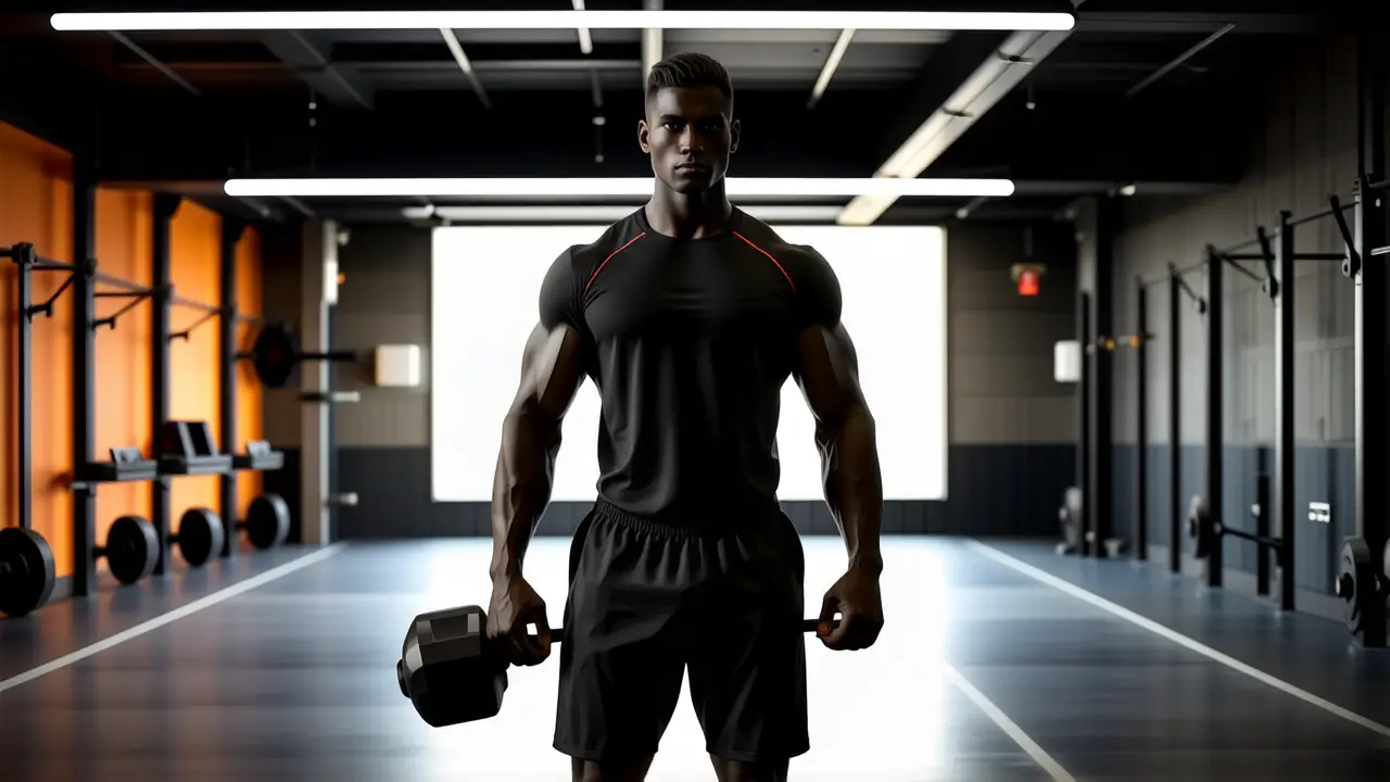 Atleta español musculoso realiza Tabata con intensidad