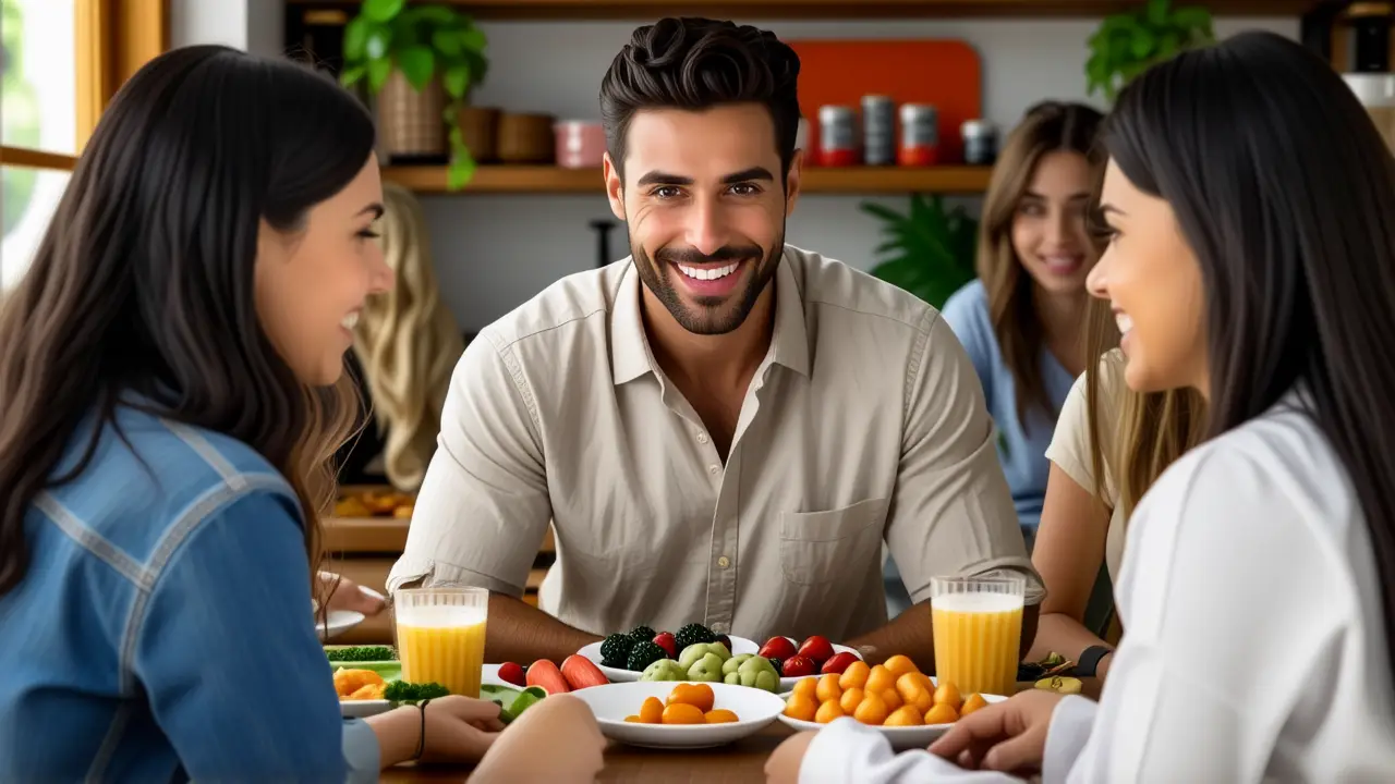 Un hombre atlético sonríe en comunidad cálida