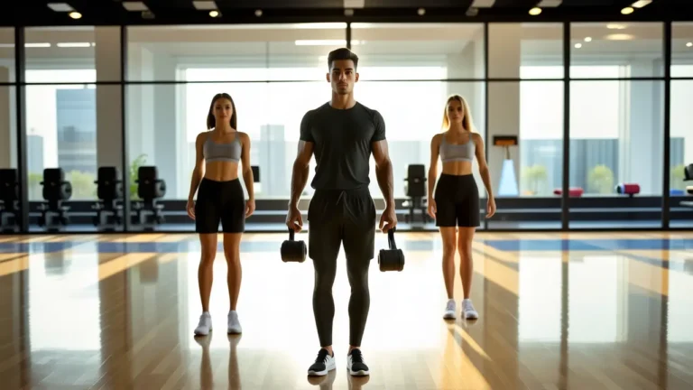 Un hombre atlético levanta pesas en Barcelona