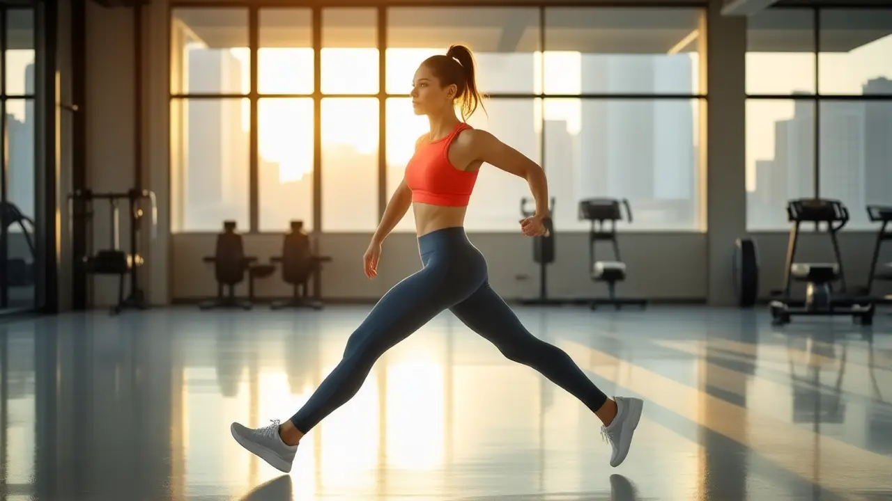 Una mujer atlética se mueve con energía en el estudio
