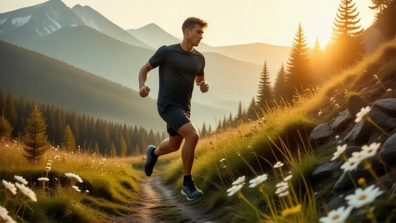 Un corredor español se esfuerza en la montaña