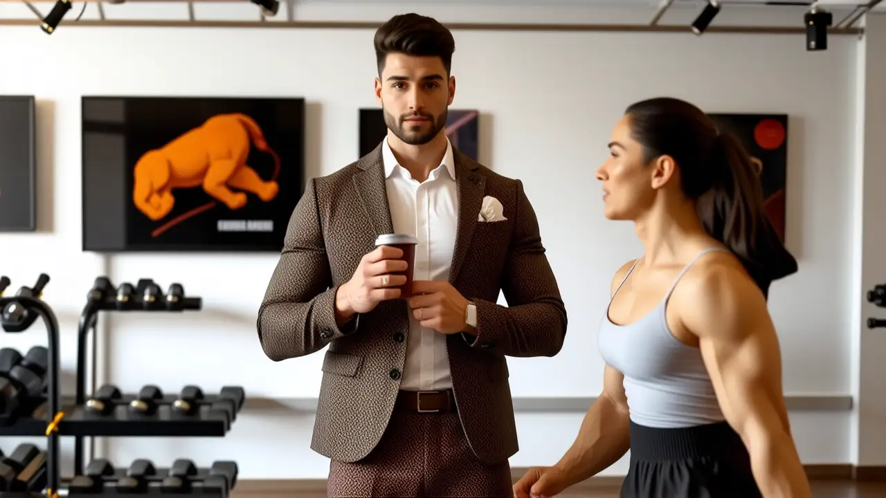 Un entrenador musculoso captura la fuerza en luz dorada