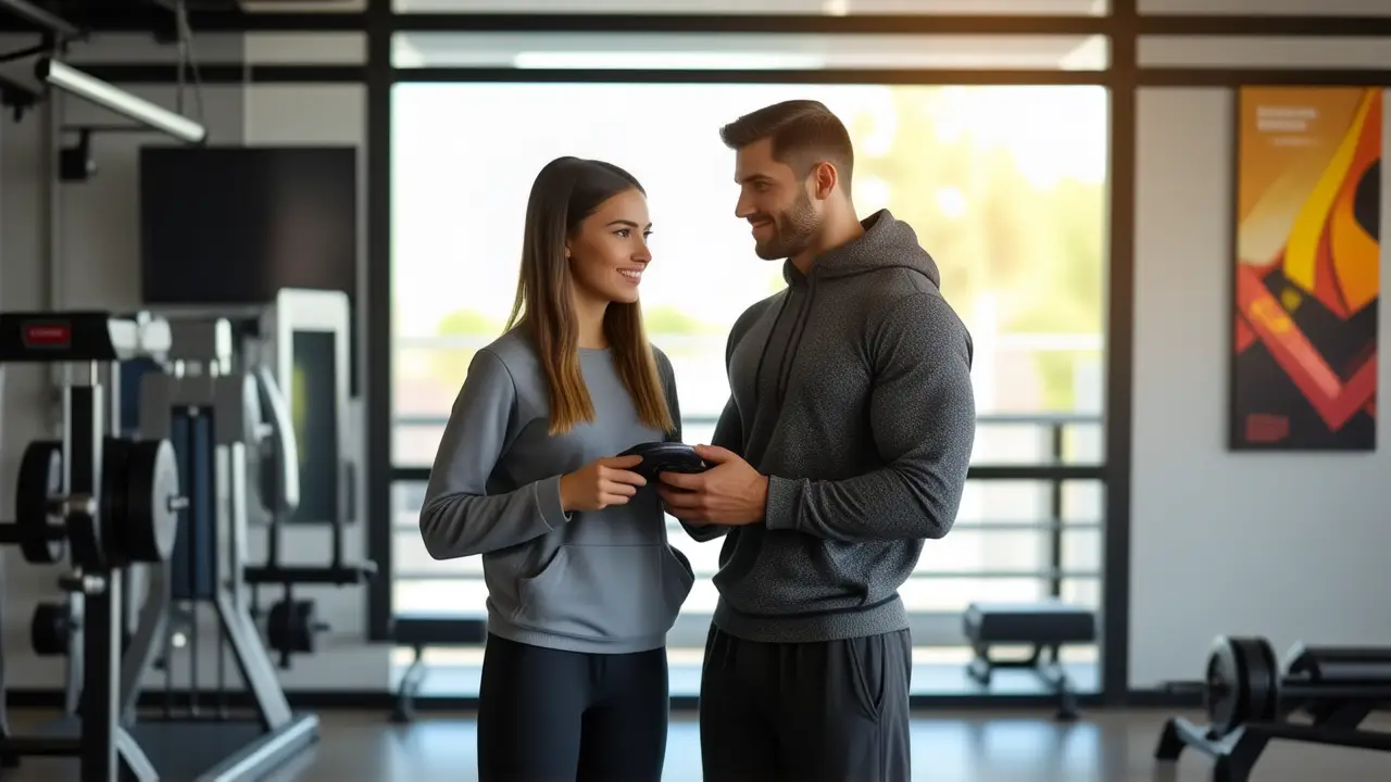 Un entrenador atlético inspira a una clienta en gimnasio moderno