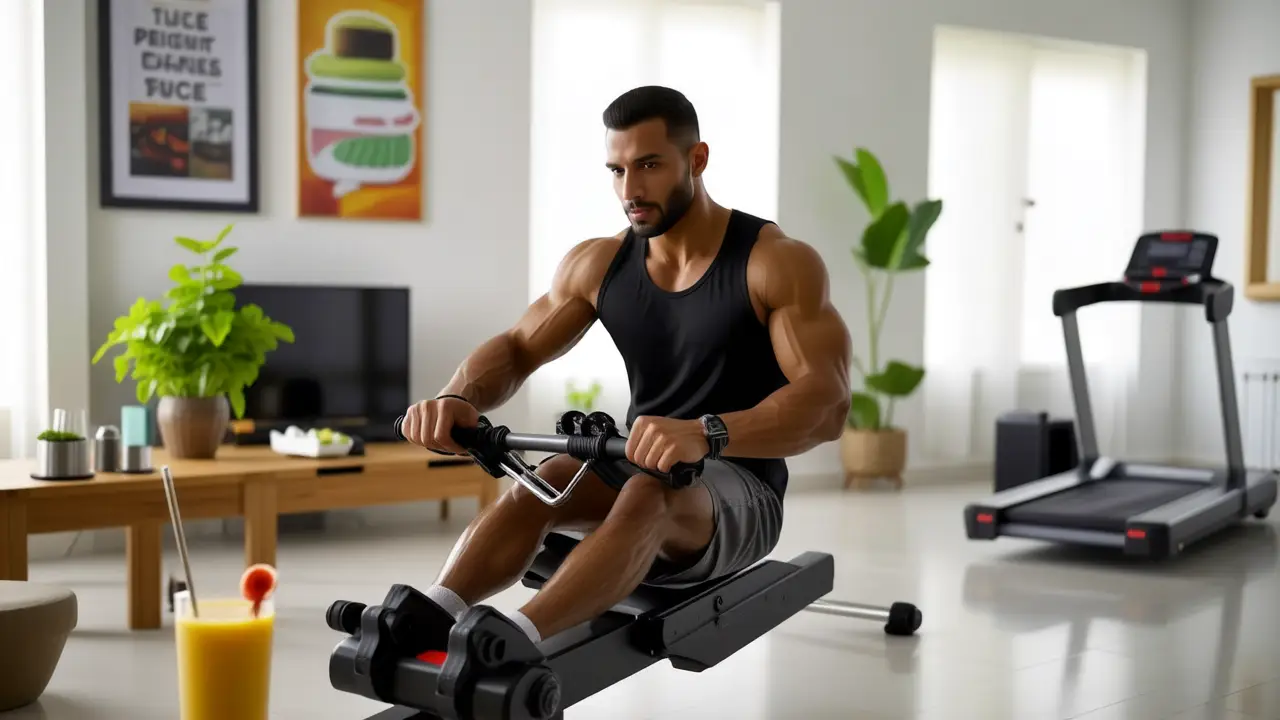 Un atleta español se entrena intensamente en casa