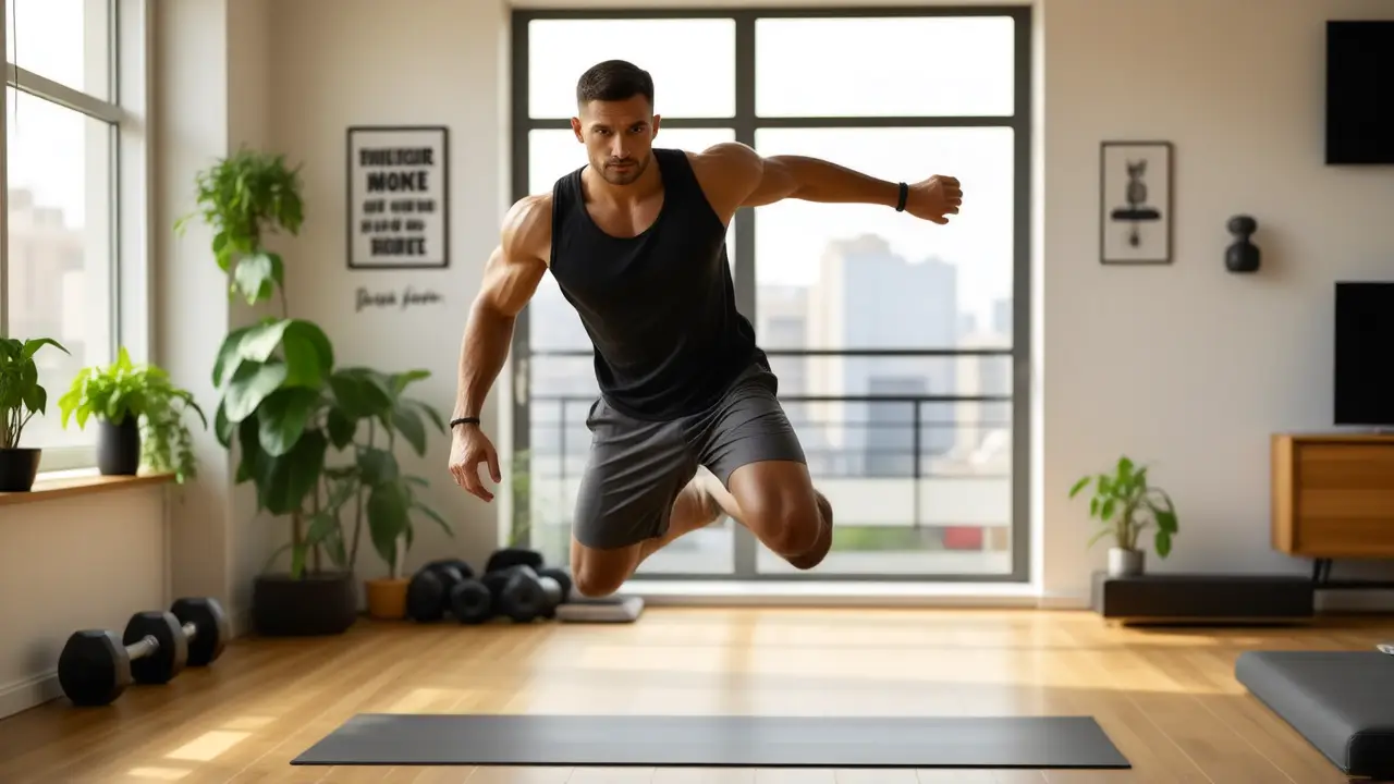 Un atleta español musculoso captura energía en movimiento