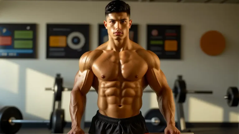 Un hombre atlético y musculoso levanta pesas